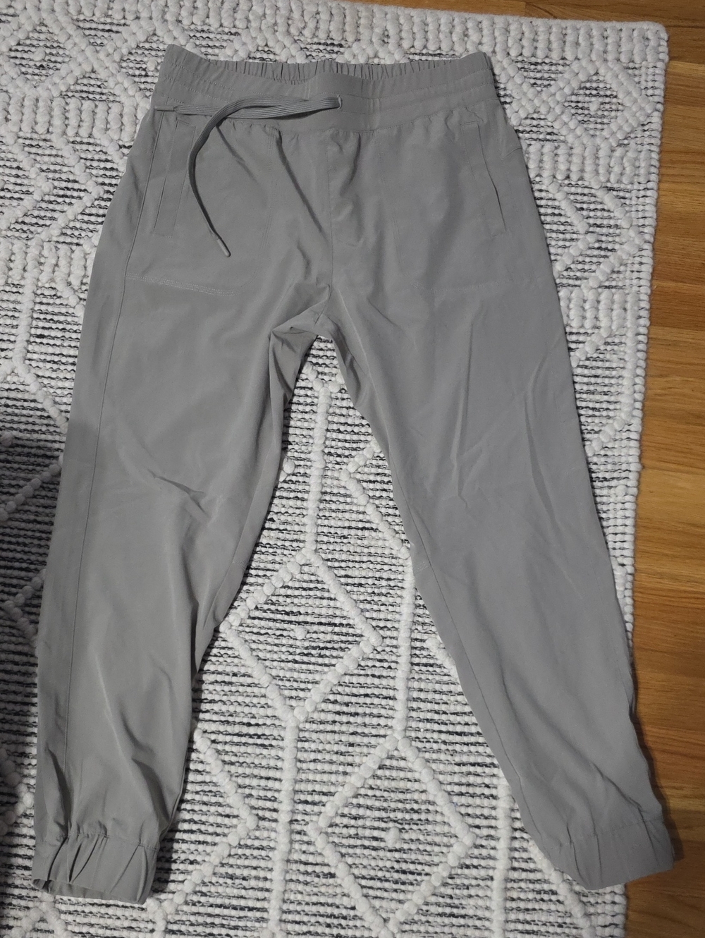 Women's Light Gray Jogger Track Pants with Elastic Waist